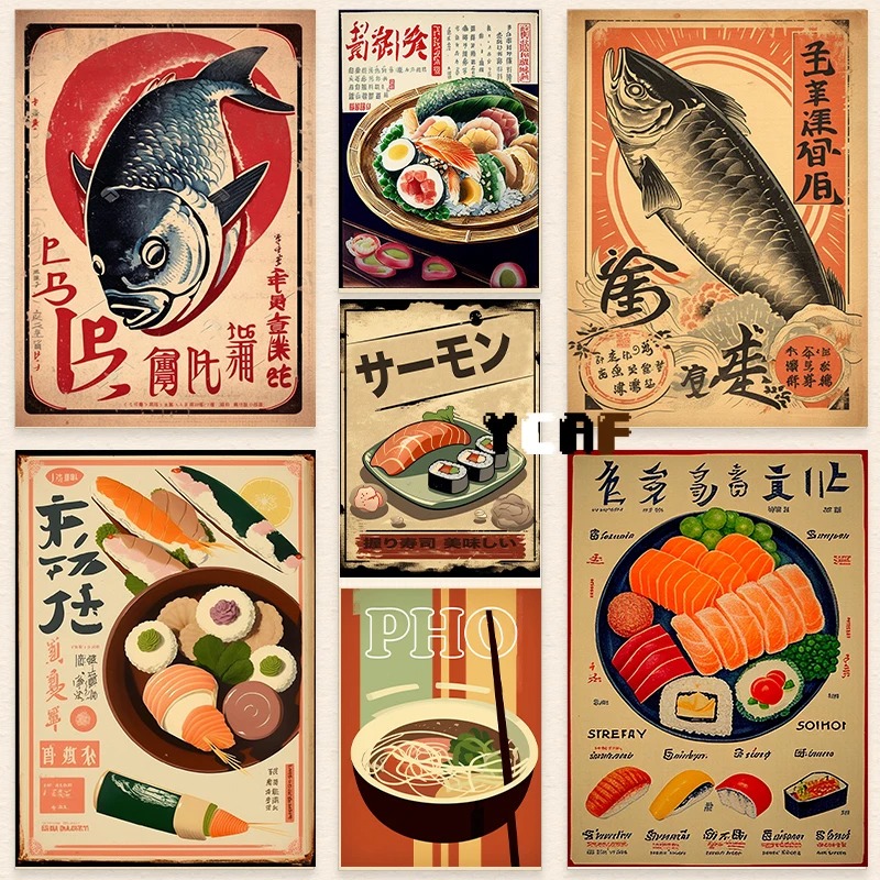 Japanese Food Lifestyle - Affiche de nourriture japonaise vintage, impression