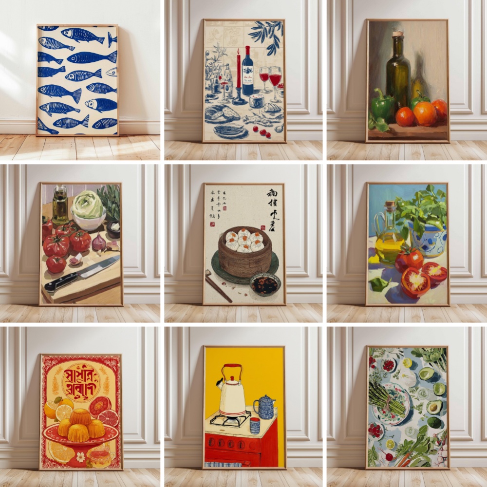 Japanese Food Lifestyle - Affiche sur toile imprimée style japonais,